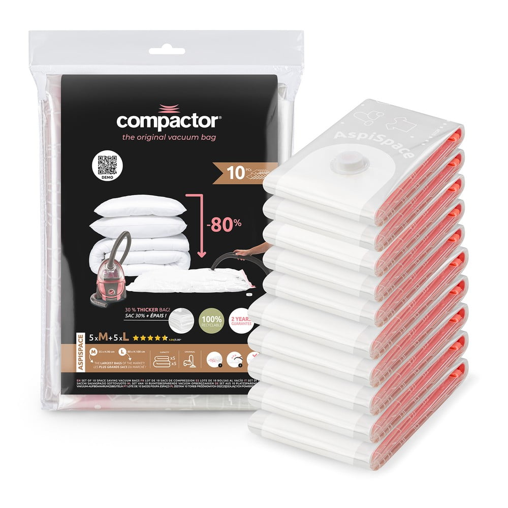Vákuové vrecia v súprave 10 ks Premium Valve L – Compactor