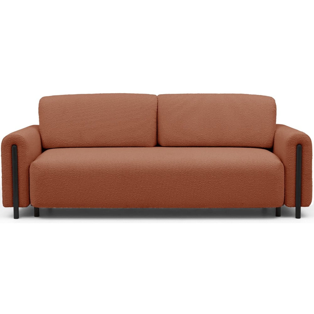 Terakotová rozkladacia/s úložným priestorom pohovka z textílie buklé 244 cm Arcadova – ELTAP