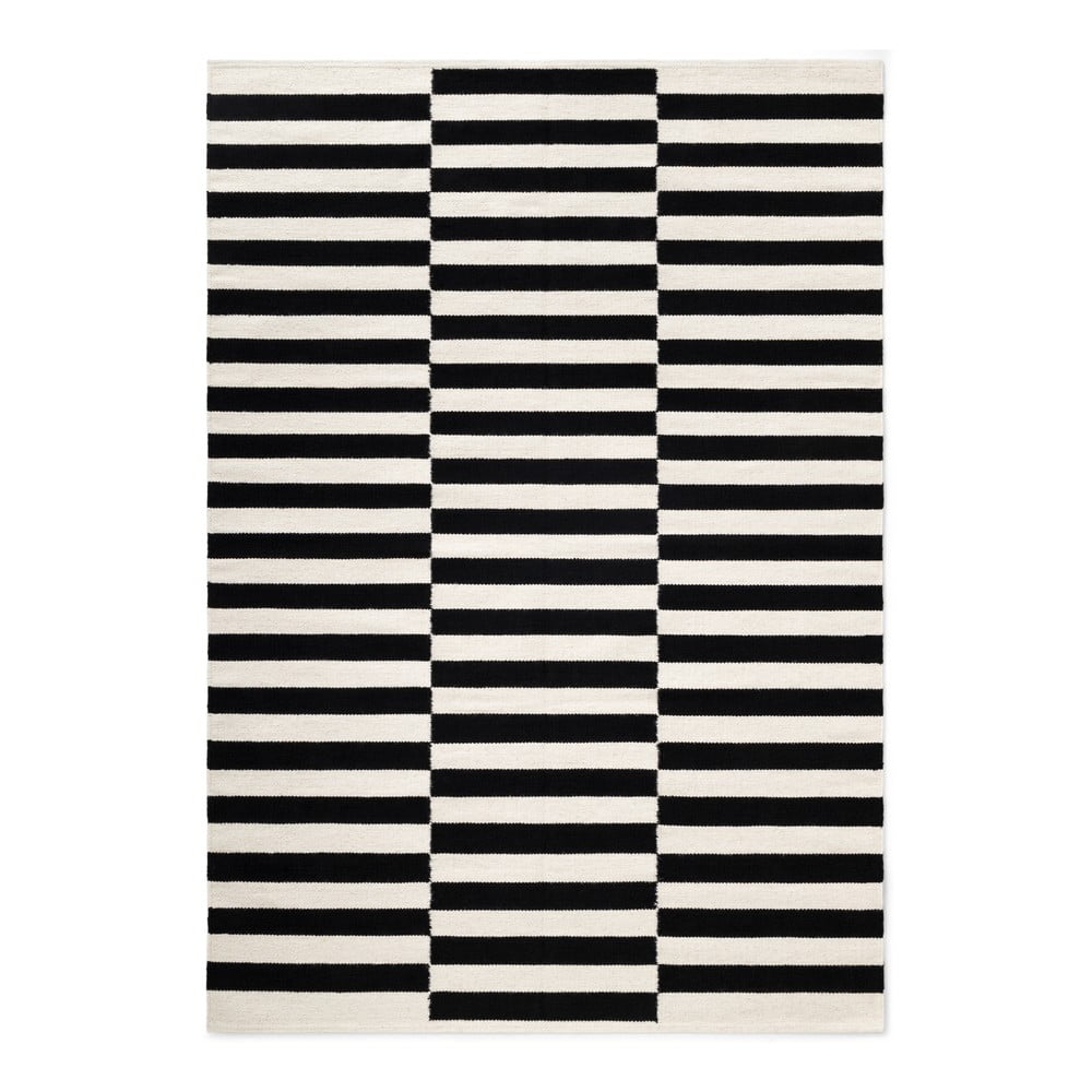 Čierno-biely obojstranný ručne tkaný vlnený koberec 160x230 cm Donna – Hanse Home