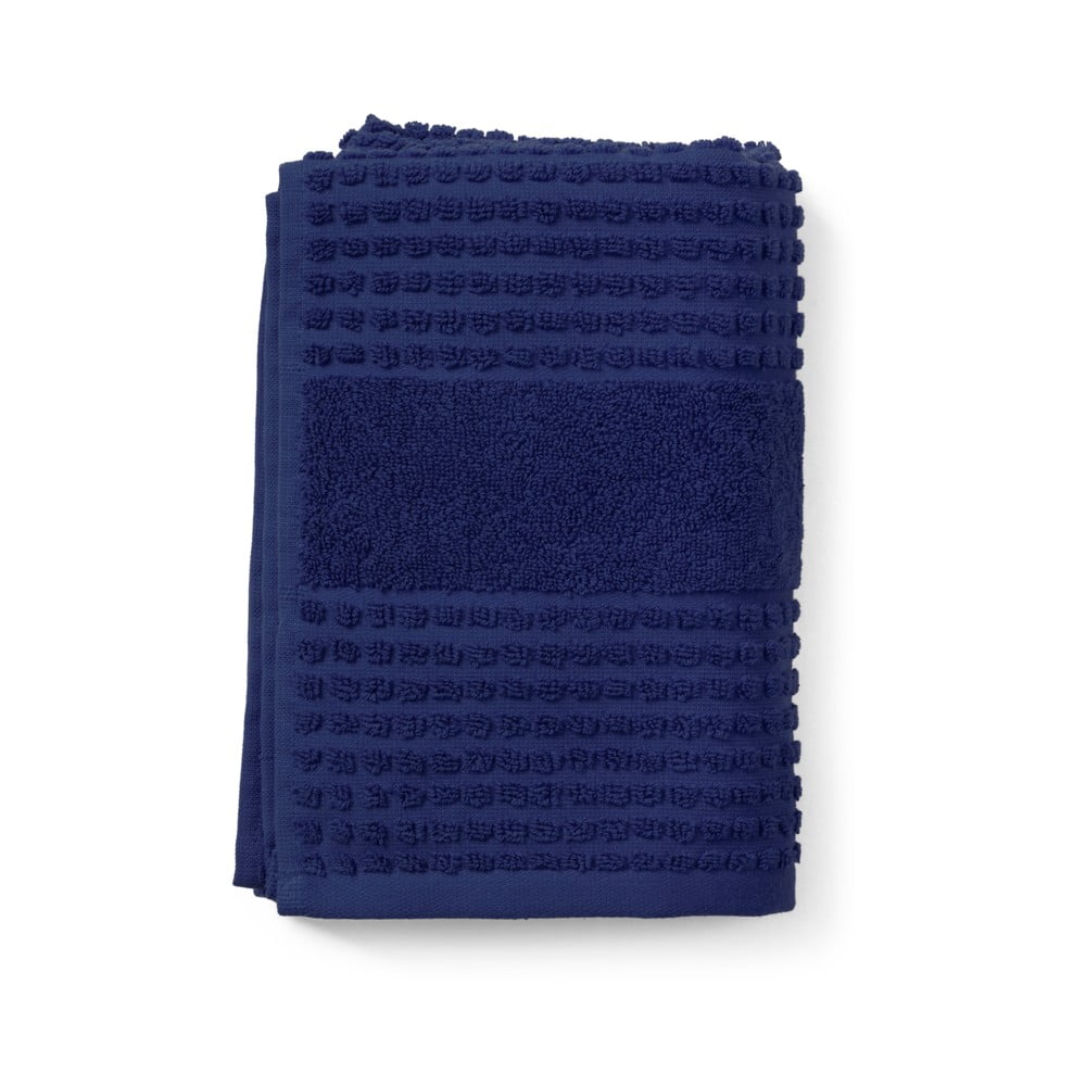 Tmavomodrý froté uterák z Bio bavlny 50x100 cm Check – JUNA