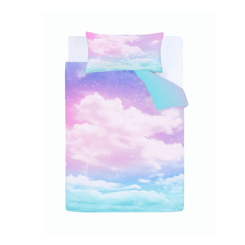 Modré/ružové detské obliečky na jednolôžko 135x200 cm Ombre Rainbow Clouds – Catherine Lansfield