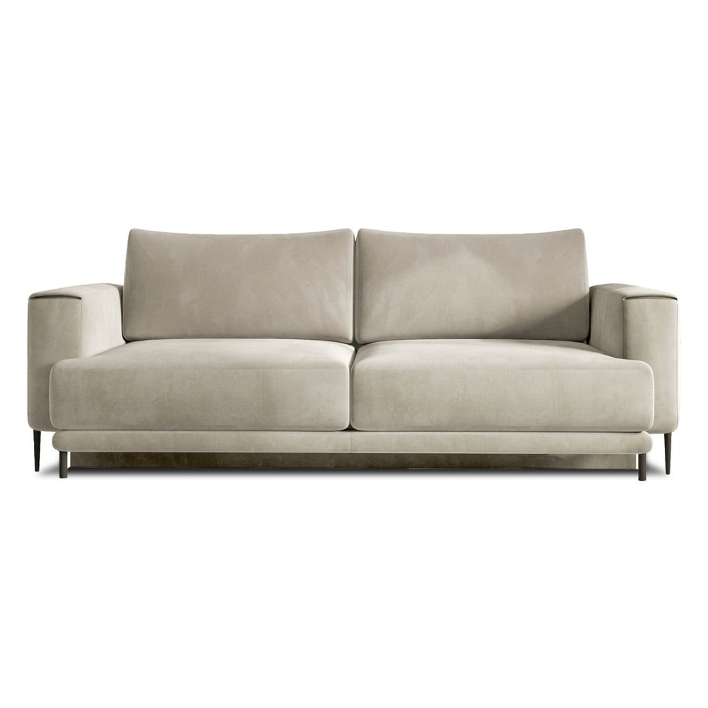 Béžová zamatová rozkladacia/s úložným priestorom pohovka 260 cm Dalia – ELTAP