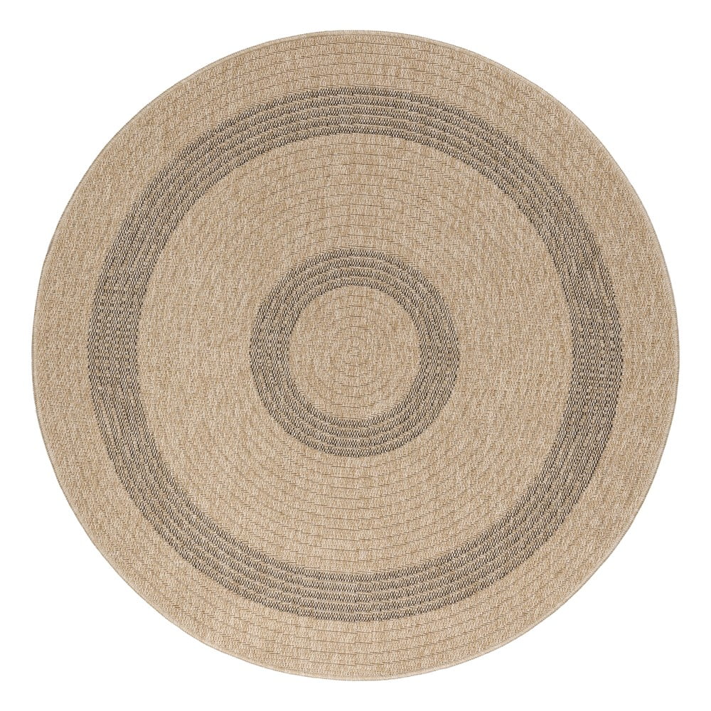 Čierno-béžový okrúhly vonkajší koberec ø 80 cm Comilla – Ayyildiz Carpets