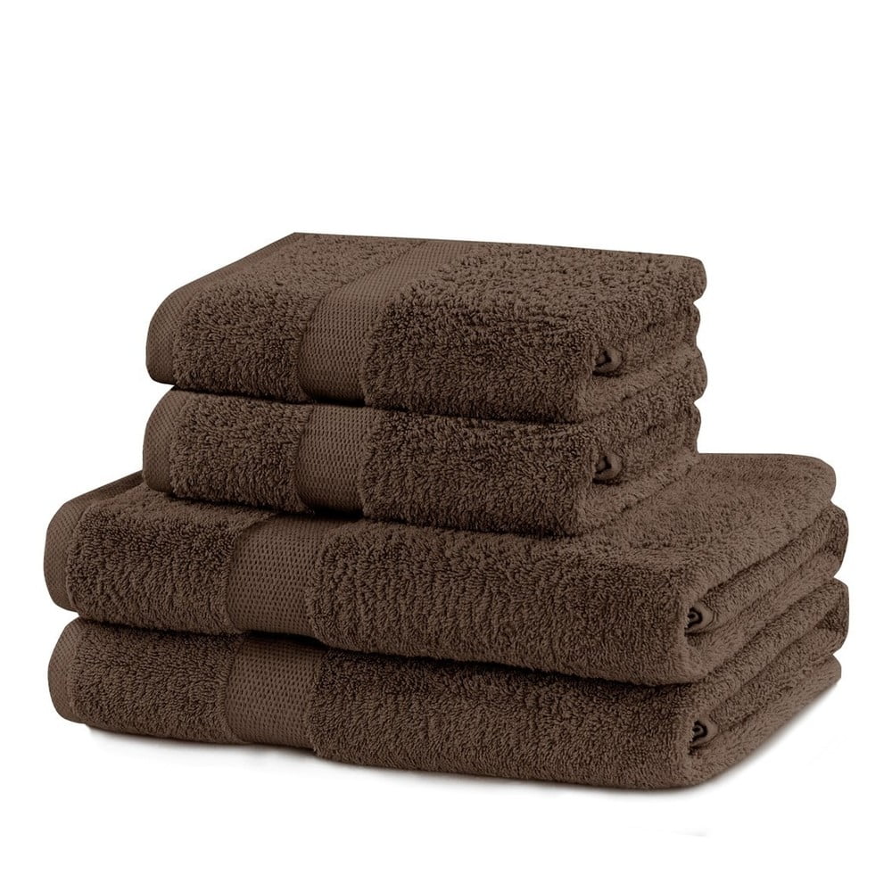 Hnedé froté bavlnené uteráky a osušky v súprave 4 ks Marina – DecoKing