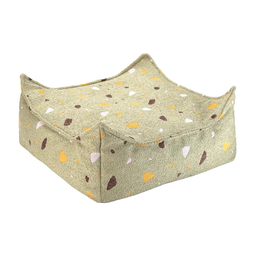 Zelený detský sedací vak z textílie buklé/ženilkový Terrazzo Square – Wigiwama