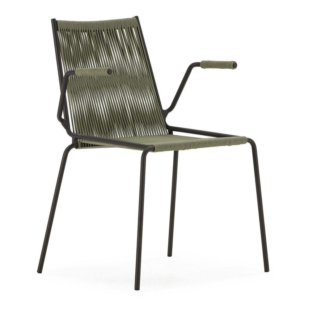 Zelené kovové jedálenské stoličky v súprave s podrúčkami/stohovateľné 2 ks Emily – Marckeric