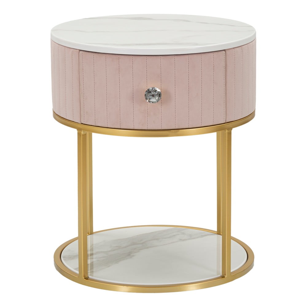 Svetloružový/v zlatej farbe nočný stolík Montpellier – Mauro Ferretti