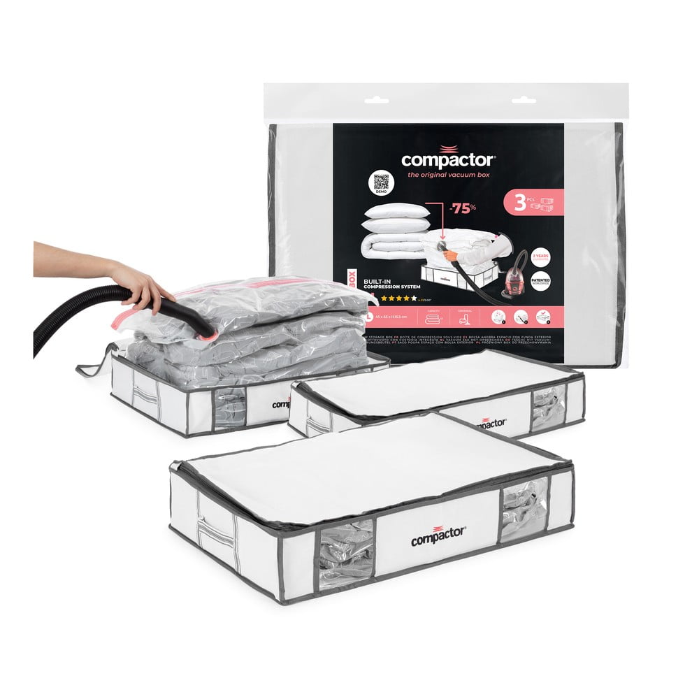 Vákuové/vystužené látkové úložné boxy na oblečenie v súprave 3 ks 45x65x15