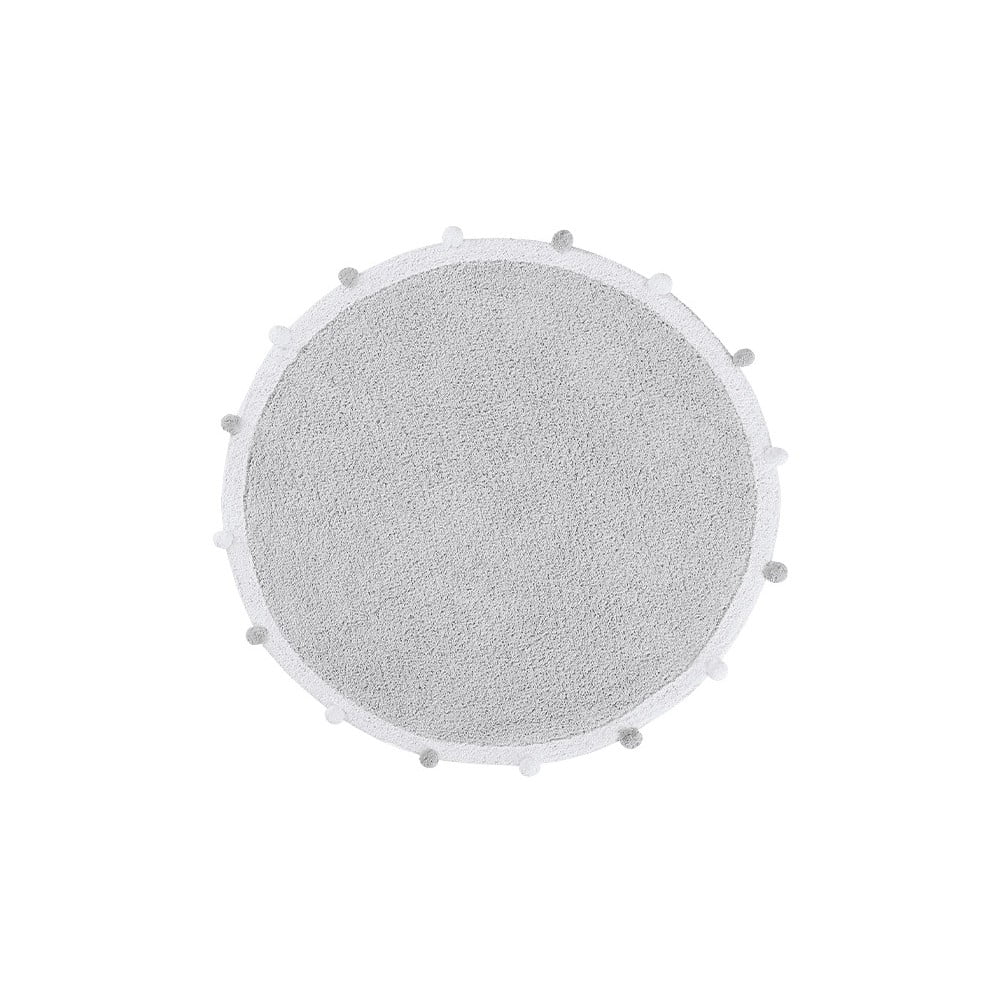 Svetlosivý prateľný ručne tkaný bavlnený detský koberec ø120 cm Bubbly – Lorena Canals