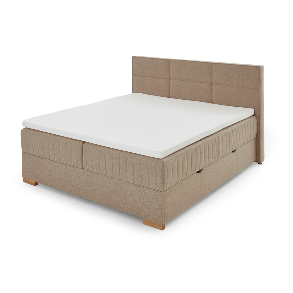 Béžová boxspring posteľ s úložným priestorom 160x200 cm Tambo – Meise Möbel