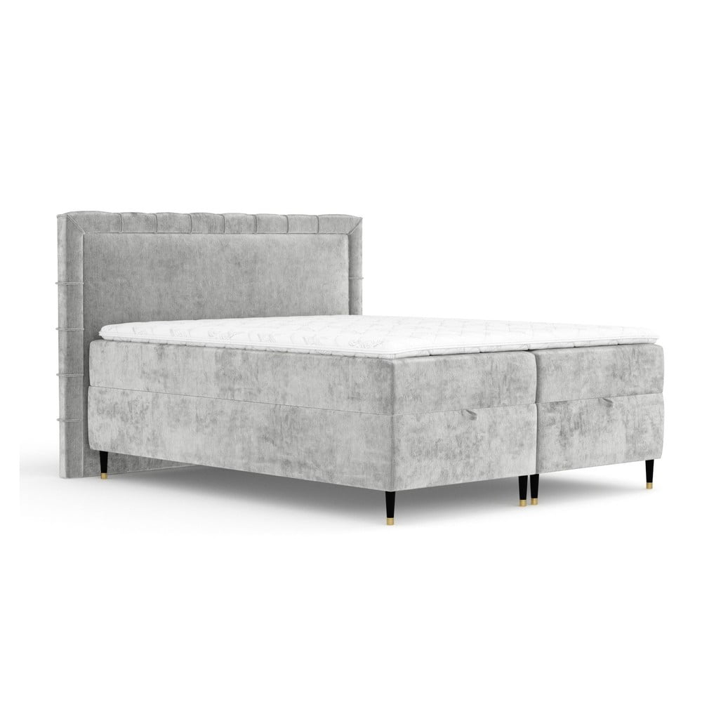 Svetlosivá boxspring posteľ s úložným priestorom 180x200 cm Voyage – Maison de Rêve