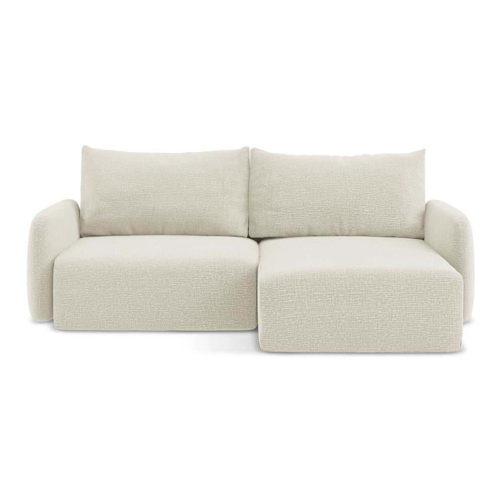 Krémovobiela rozkladacia/s úložným priestorom rohová pohovka (pravý roh) Kalena – Makamii