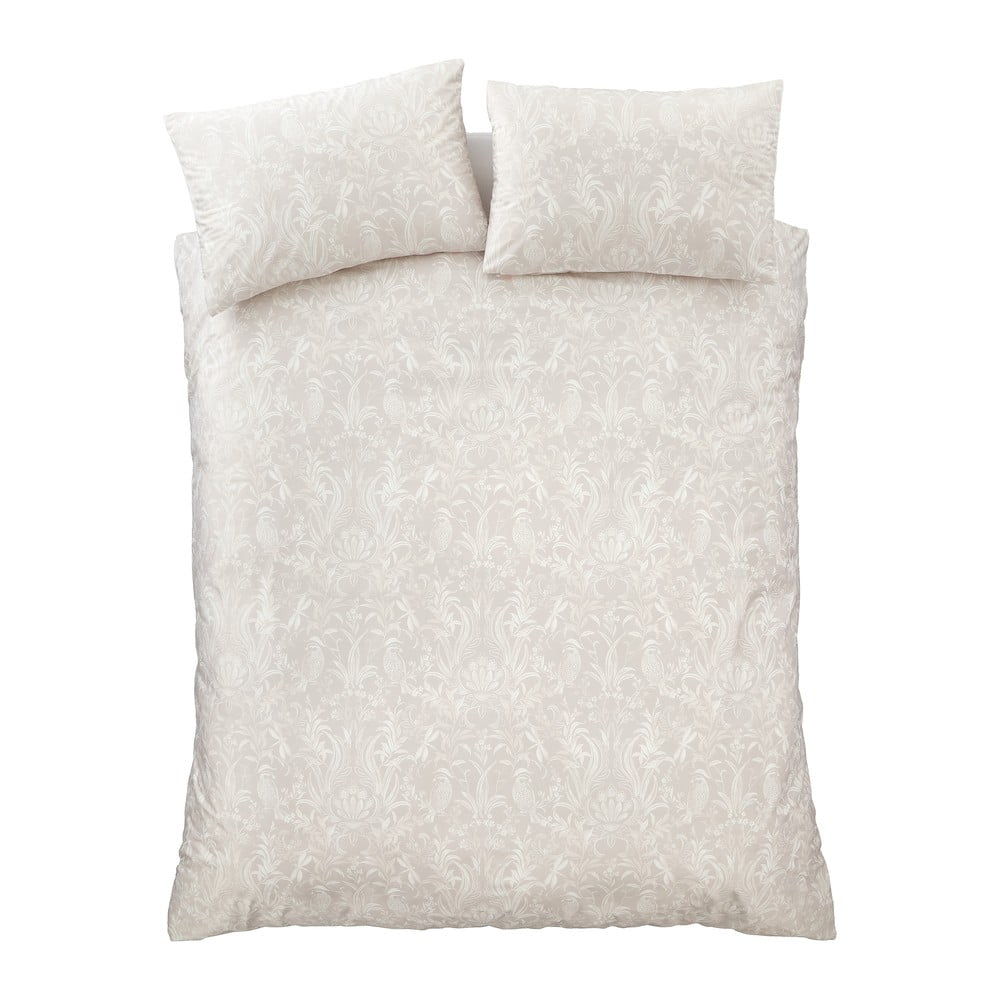 Béžové zamatové obliečky na dvojlôžko/predĺžené 230x220 cm Bridgerton Regal Birds – Catherine Lansfield