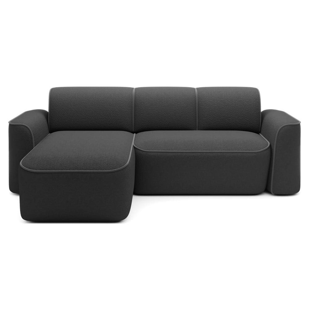 Tmavosivá rohová pohovka z textílie buklé (ľavý roh/s leňoškou) Ume – ELTAP