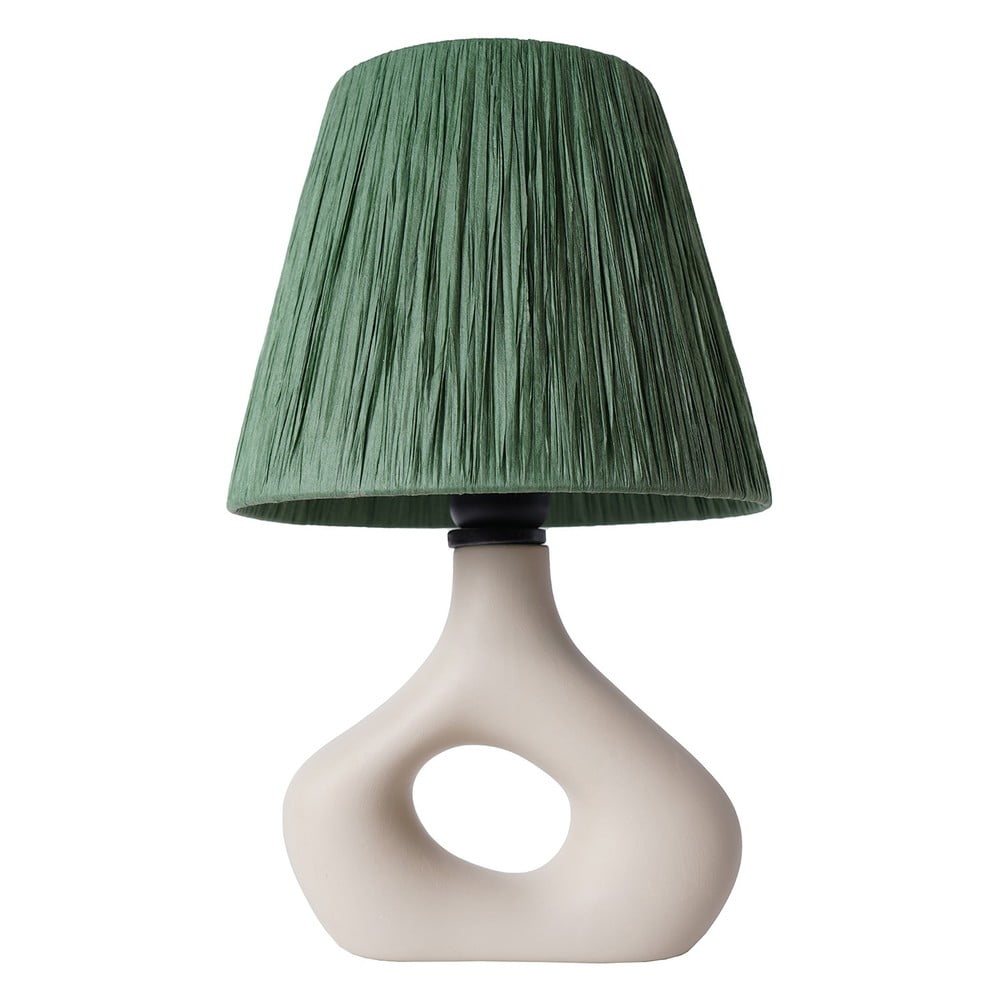 Zelená stolová lampa s tienidlom z papierového výpletu (výška 40 cm) Serin – Opviq lights