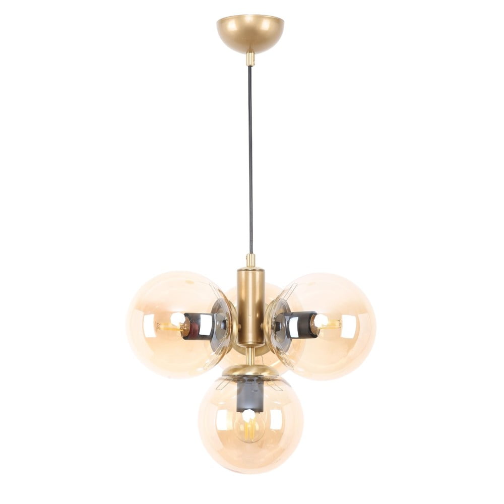 Žlté/v zlatej farbe závesné svietidlo so skleneným tienidlom ø 15 cm Hector – Squid Lighting