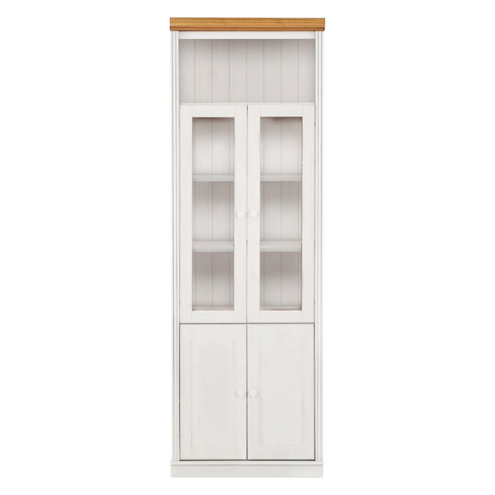 Biela vitrína z borovicového dreva 74x223 cm Anita – Støraa