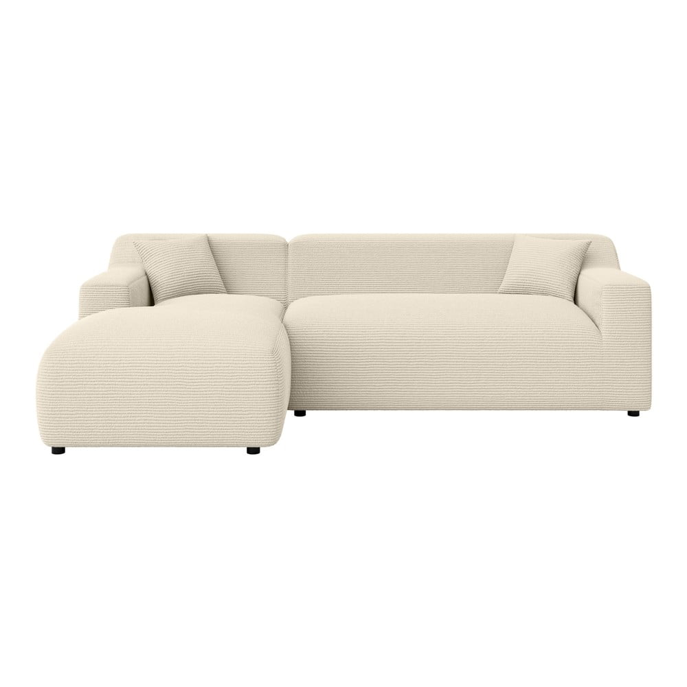 Béžovo-krémová menčestrová rohová pohovka (ľavý roh/s leňoškou) Martin – Ropez