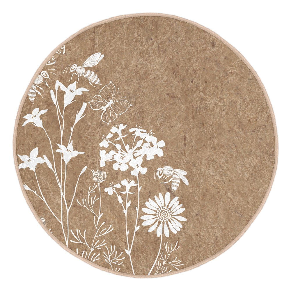 Svetlohnedý prateľný okrúhly koberec vhodný pre robotické vysávače ø 80 cm Comfort – Mila Home