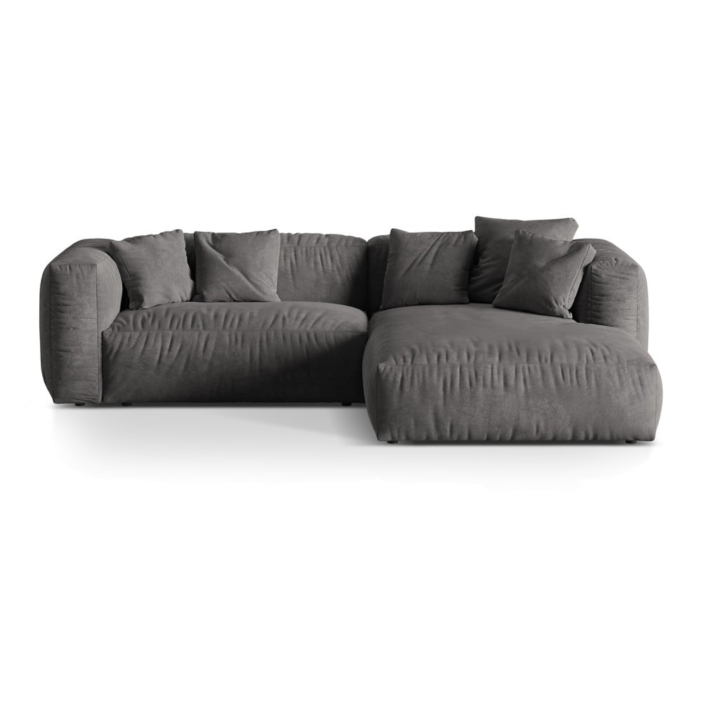 Sivá zamatová modulárna rohová pohovka (pravý roh/s leňoškou) Martina – Micadoni