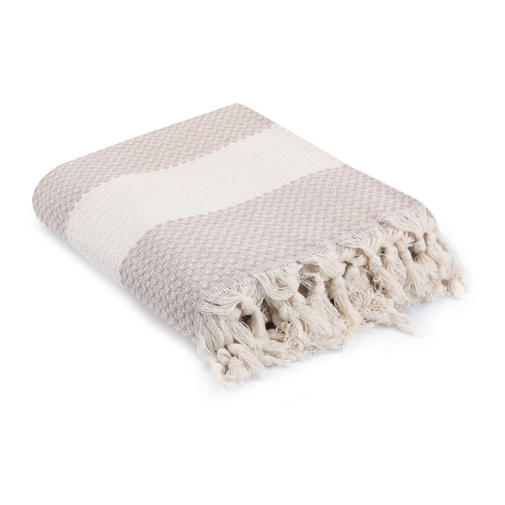 Béžový bavlnený pléd na dvojlôžko 230x200 cm Seritli – Mijolnir