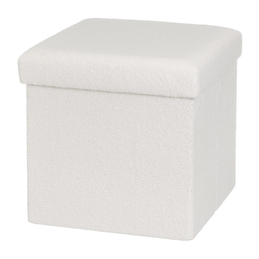 Biely taburet z textílie buklé Ecru – Casa Selección