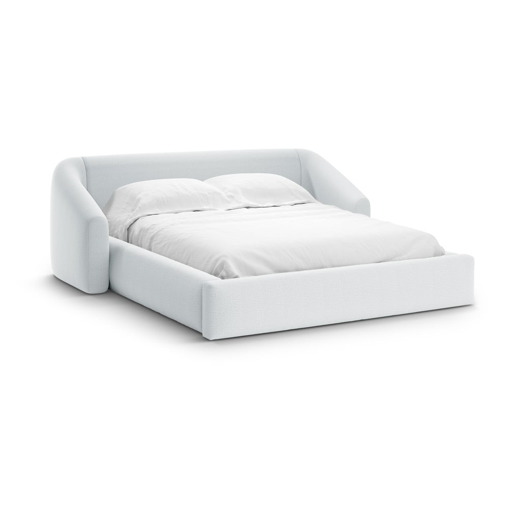 Svetlosivá čalúnená dvojlôžková posteľ s úložným priestorom s roštom 180x200 cm Campi – Cosmopolitan Design