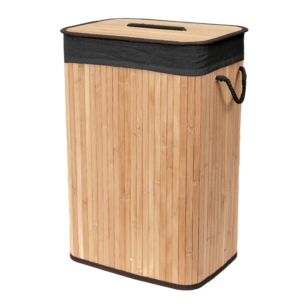 Čierny/v prírodnej farbe bambusový kôš na bielizeň 78 l Bamboo – Compactor