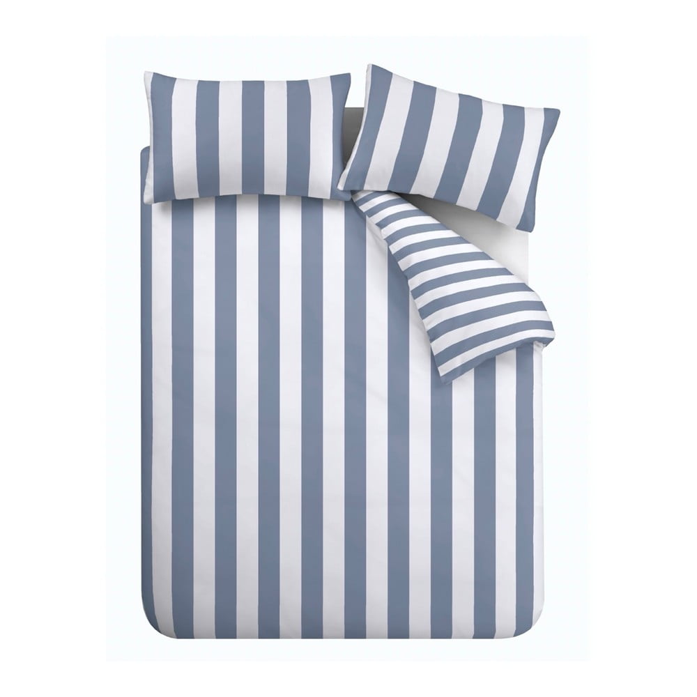 Predĺžené bielo-modré obliečky na dvojlôžko 230x220 cm Cove Stripe – Catherine Lansfield