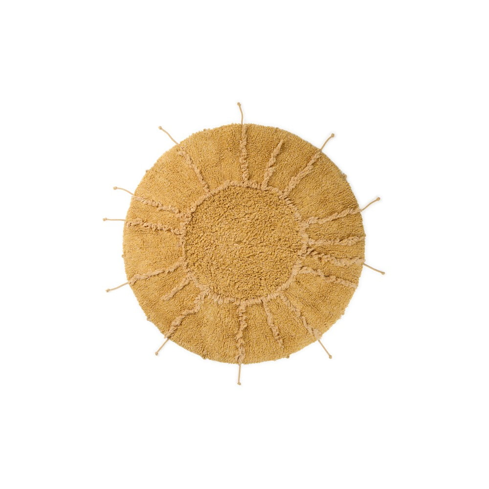 Prateľný ručne tkaný bavlnený okrúhly koberec v horčicovej farbe ø 100 cm Solar Multishape – Lorena Canals