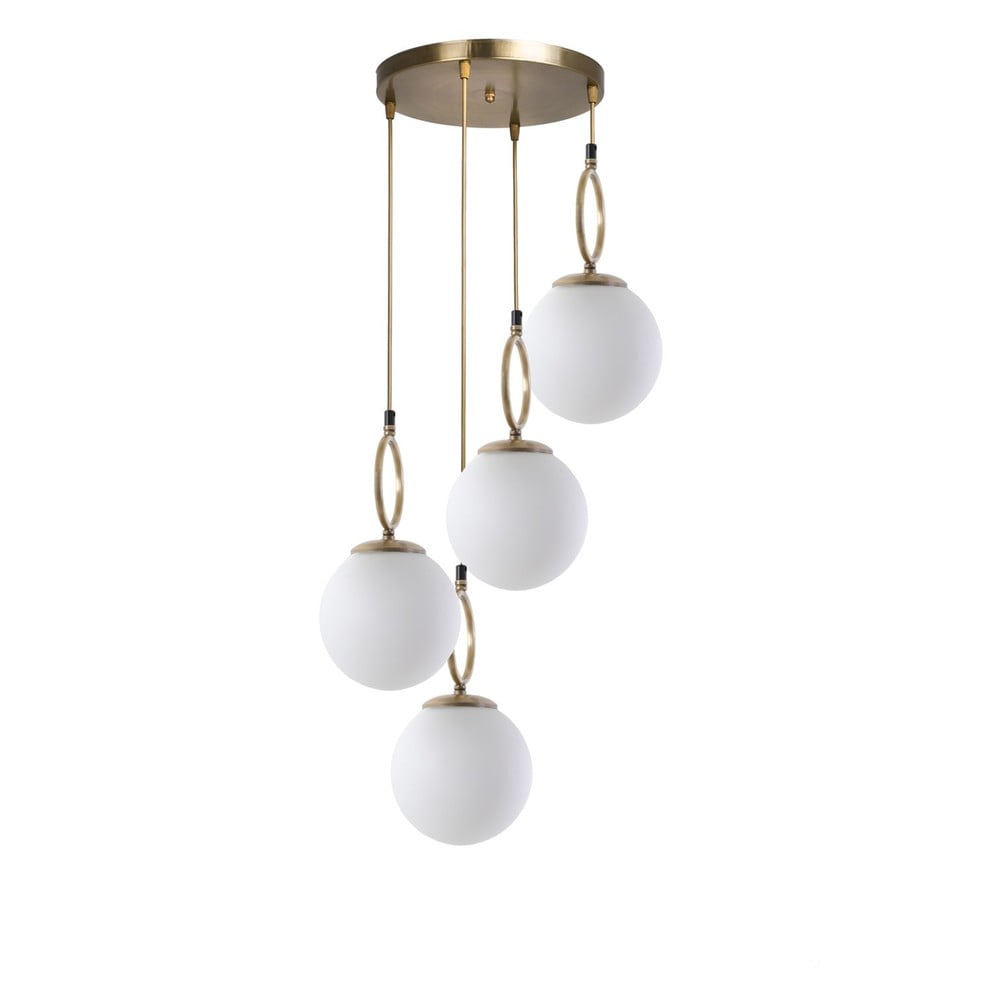 Biele/v mosadznej farbe závesné svietidlo so skleneným tienidlom ø 30 cm Morino – Opviq lights