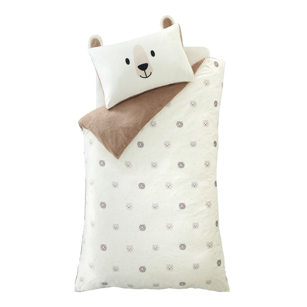Hnedé/krémové detské obliečky na jednolôžko z mikroplyšu 135x200 cm Cosy Bear – Catherine Lansfield