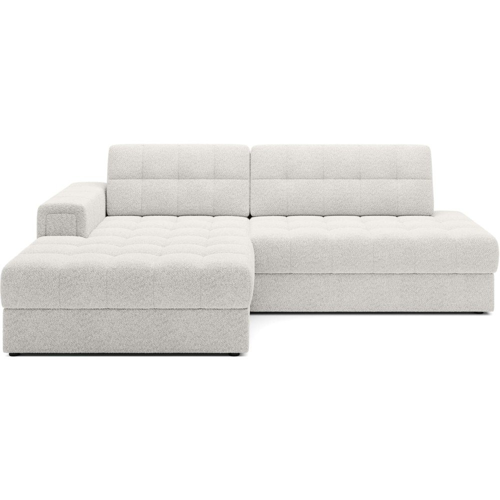 Krémovobiela rozkladacia rohová pohovka z textílie buklé (ľavý roh/s leňoškou) Blezalt – ELTAP