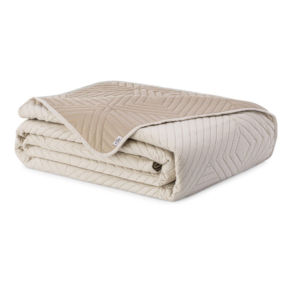 Béžový prešívaný pléd z mikrovlákna 240x260 cm Softa – Restilo