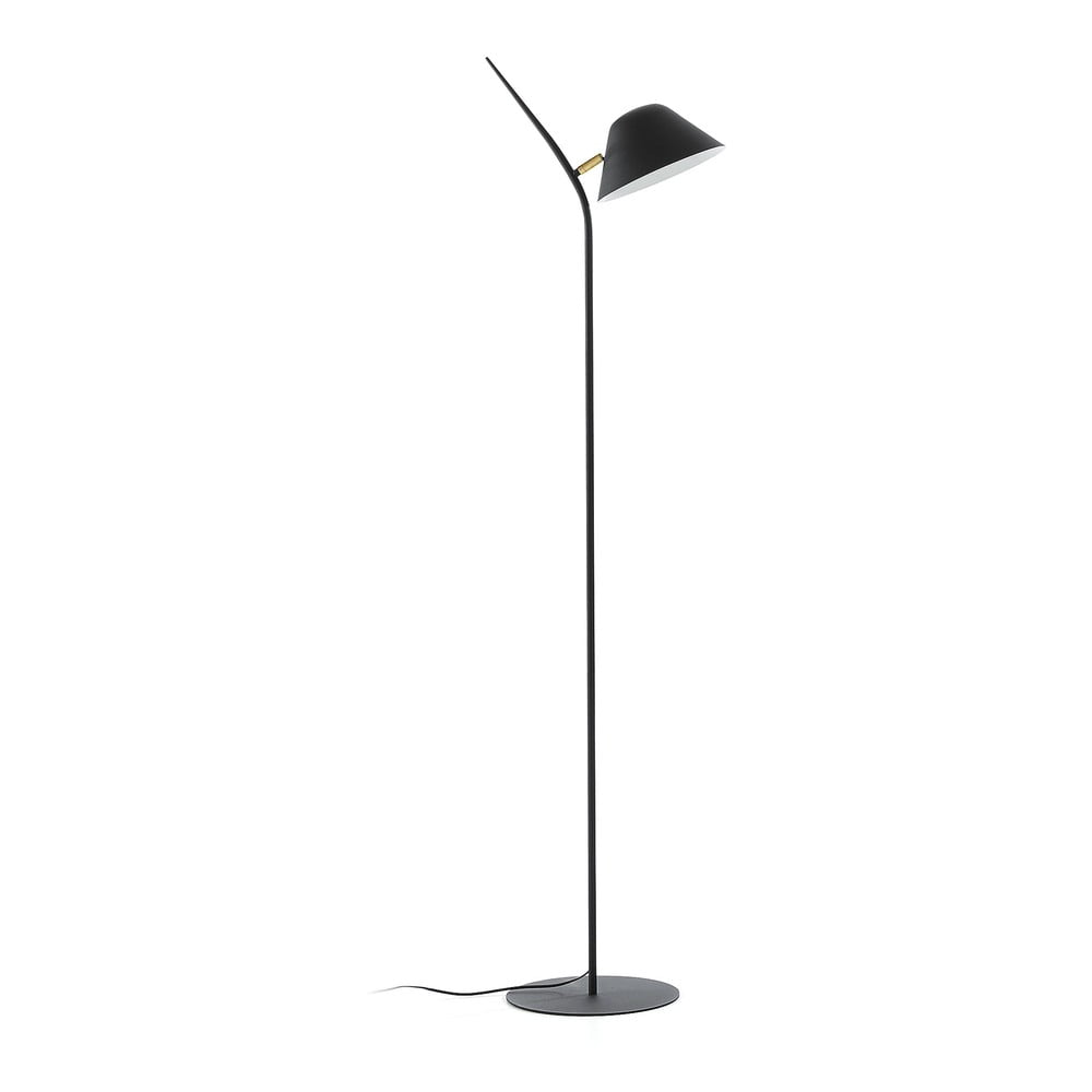 Čierna stojacia lampa s kovovým tienidlom (výška 152 cm) Aurelia – Kave Home