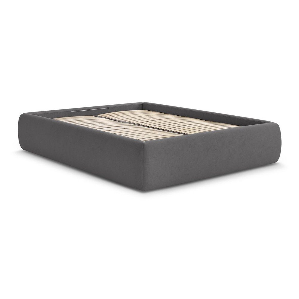 Tmavosivá čalúnená dvojlôžková posteľ s úložným priestorom/bez čela s roštom 160x200 cm Inera – Bobochic Paris