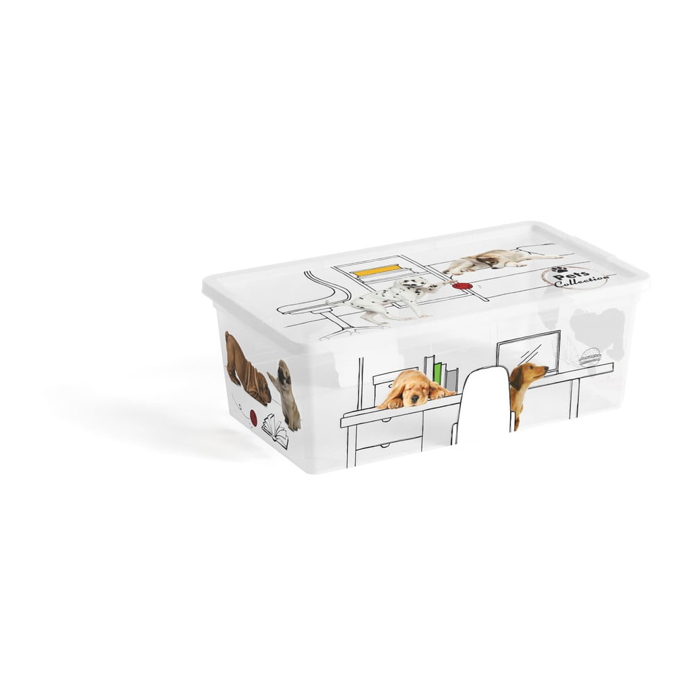 Biely plastový úložný box s vekom 34x19x12 cm C Box Style – KIS