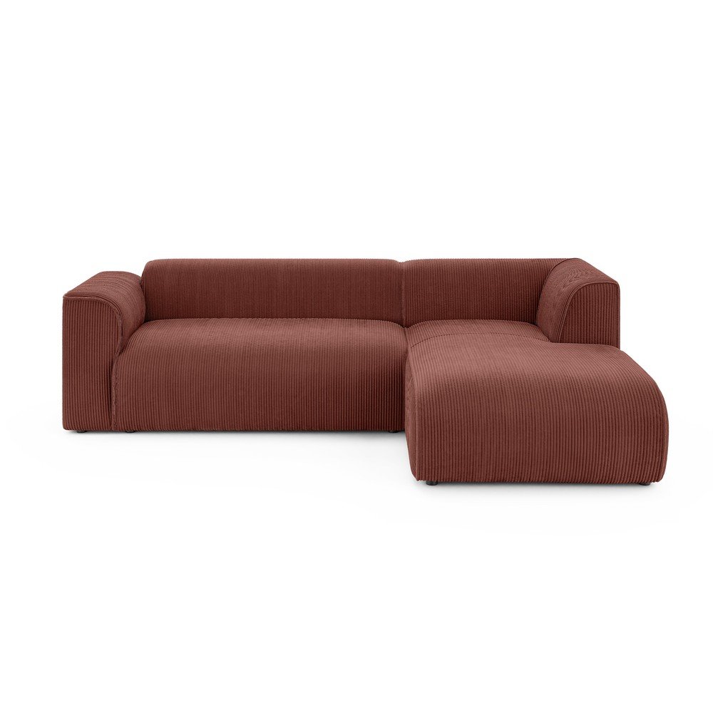 Menčestrová rohová pohovka v terakotovej farbe (pravý roh/s leňoškou) Merid  – Ropez