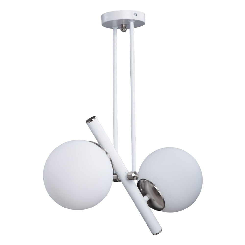 Biele/v striebornej farbe závesné svietidlo so skleneným tienidlom ø 15 cm Libra – Squid Lighting