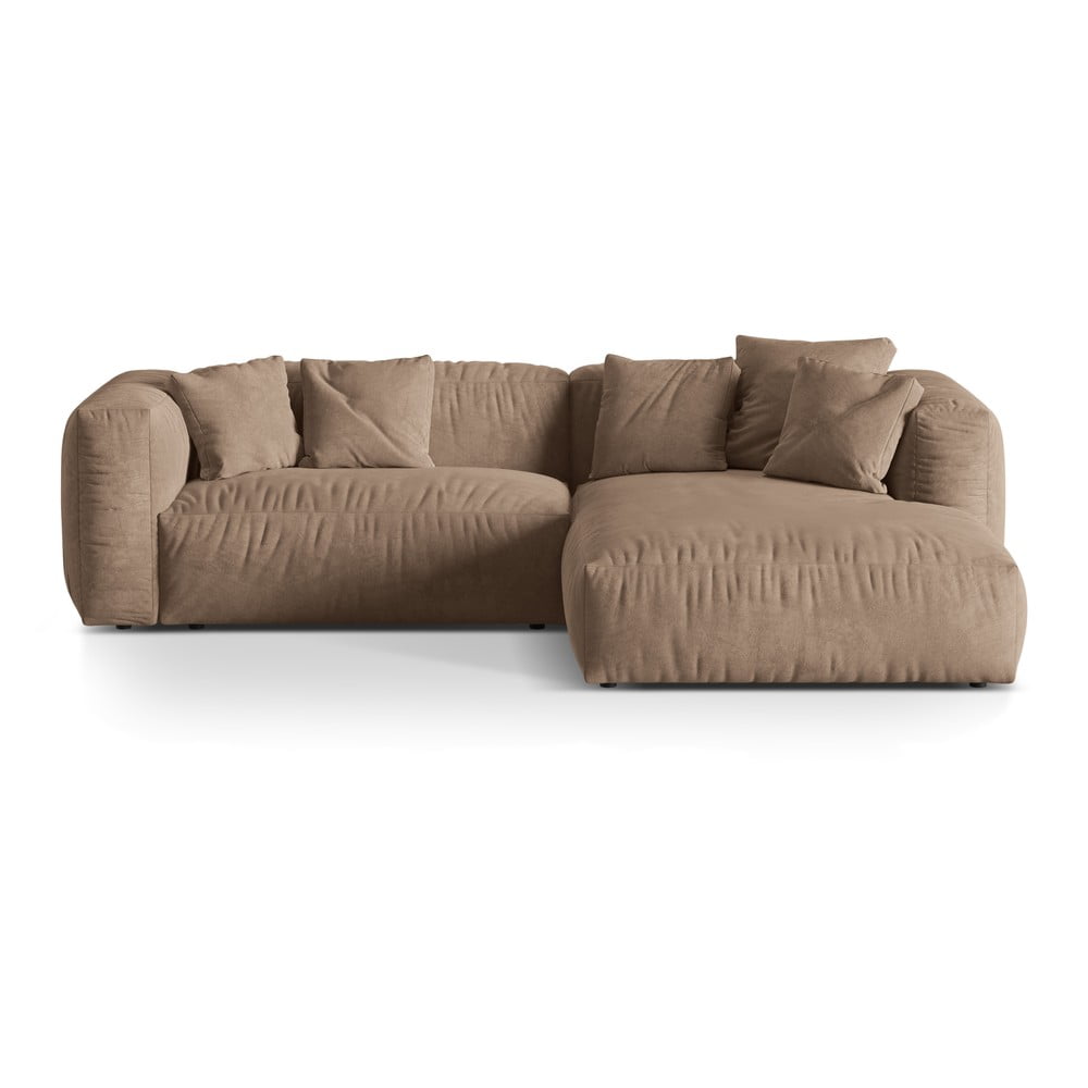 Svetlohnedá zamatová modulárna rohová pohovka (pravý roh/s leňoškou) Martina – Micadoni