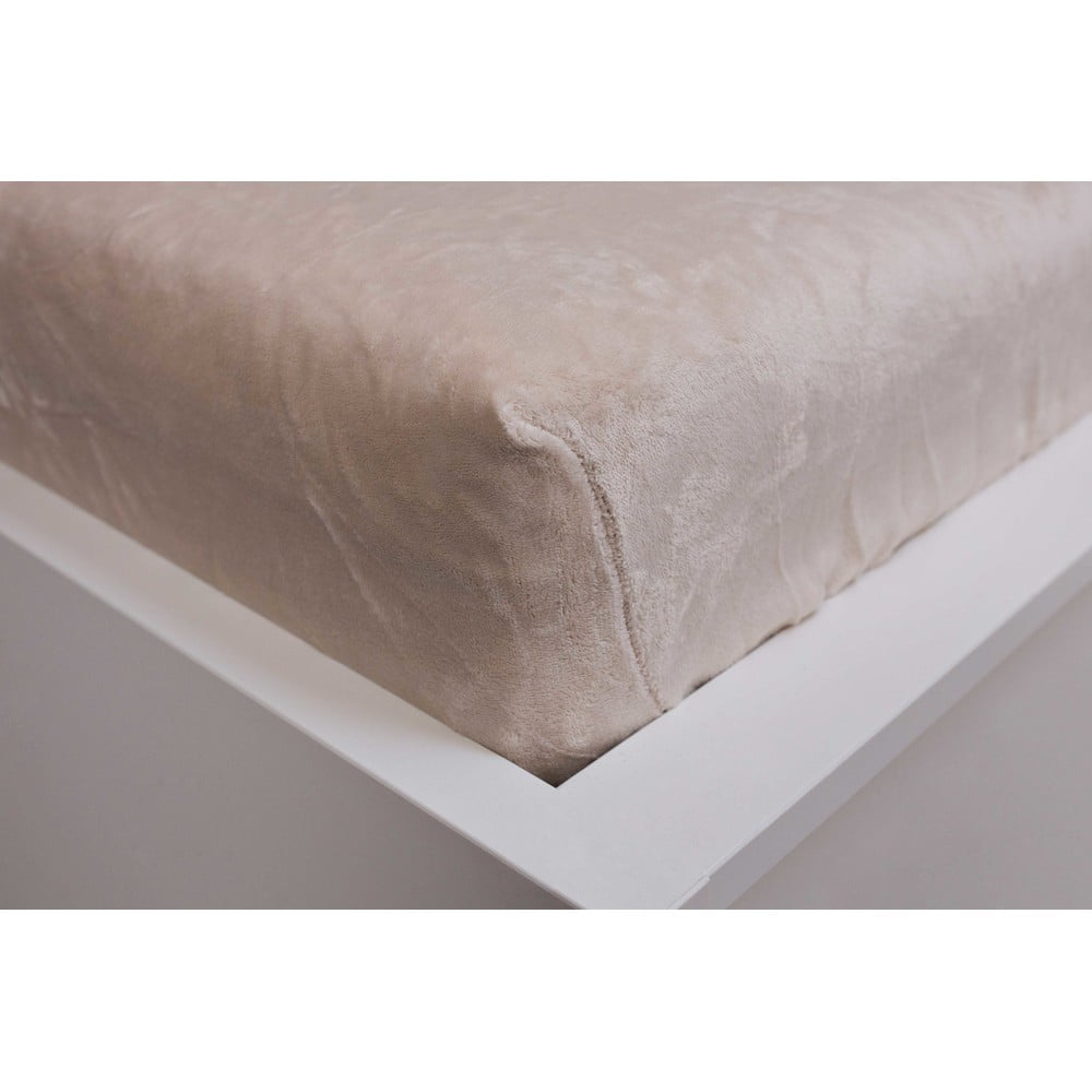 Krémovobiela napínacia plachta z mikroflanelu 180x200 cm Basic – Jerry Fabrics