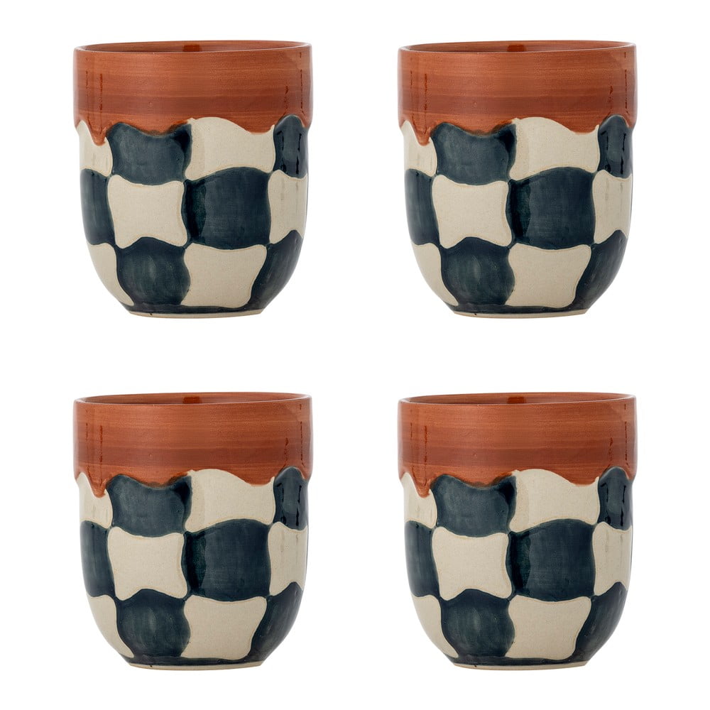 Šálky v súprave 4 ks z kameniny 375 ml Check – Bloomingville