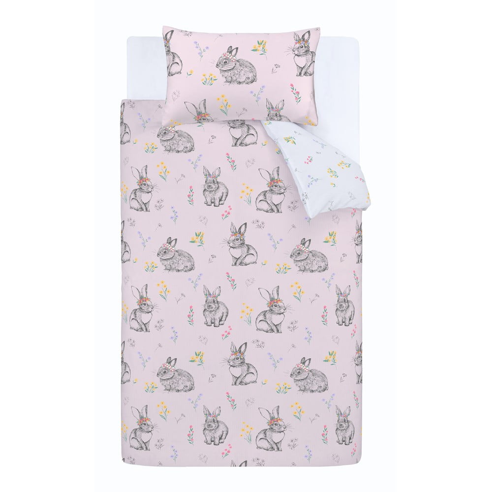 Ružové detské obliečky na dvojlôžko 200x200 cm Bunny Tails Ditsy Flowers – Catherine Lansfield