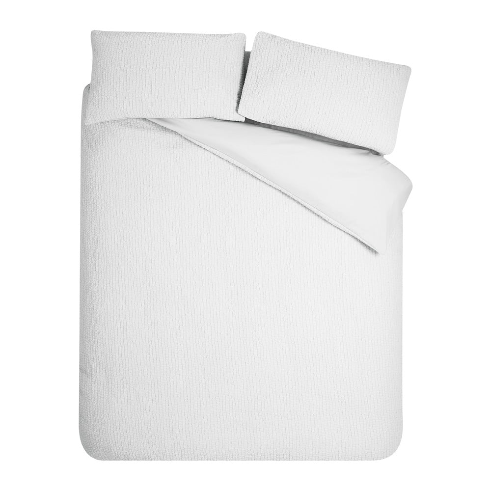 Biele krepové obliečky na dvojlôžko/predĺžené 230x220 cm Crinkle Seersucker – Catherine Lansfield