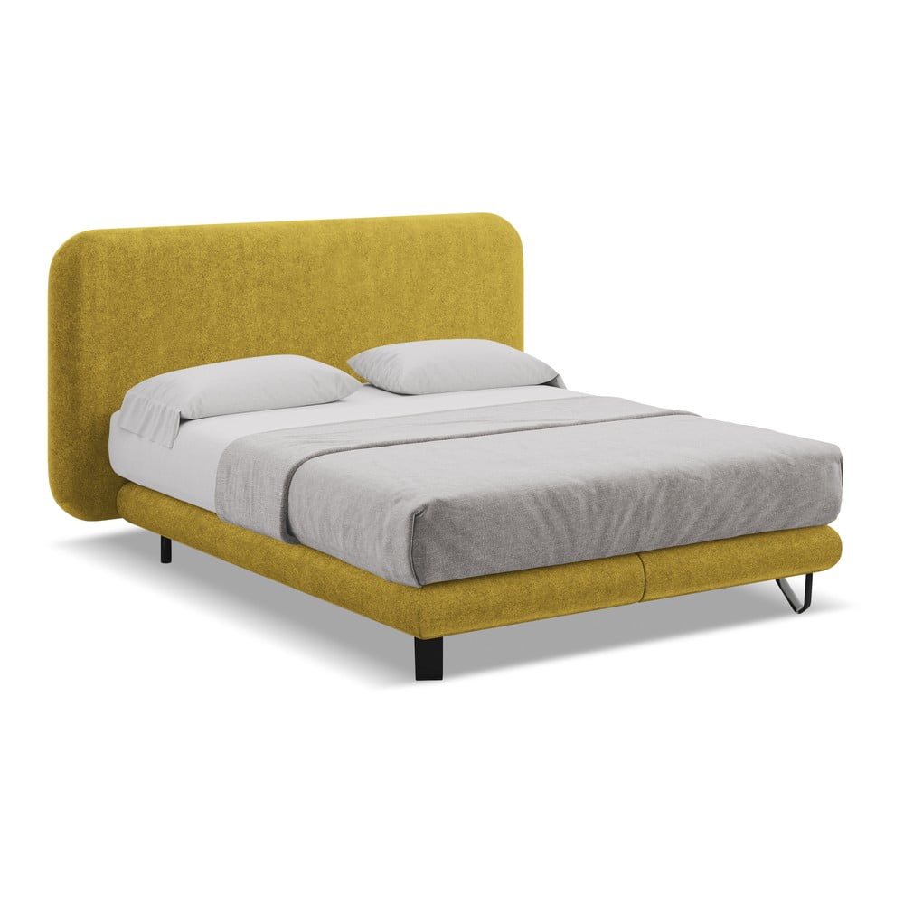 Boxspring posteľ v horčicovej farbe 180x200 cm Ilima – Makamii