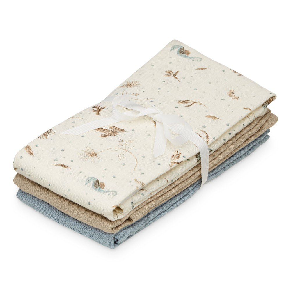 Svetložlté plienky 3 ks z Bio bavlny 70x70 cm Sea Garden – Cam Cam Copenhagen