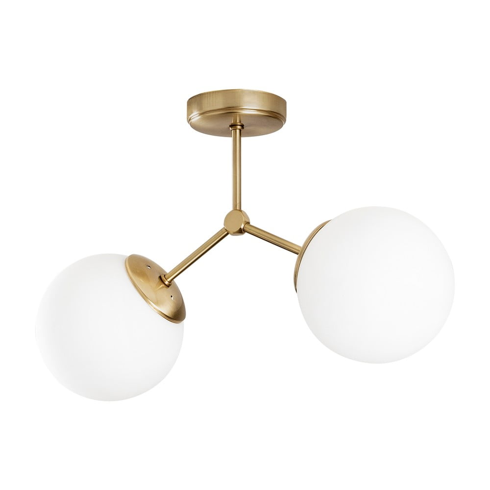 Biele/v mosadznej farbe stropné svietidlo so skleneným tienidlom 15x44 cm Damar – Opviq lights