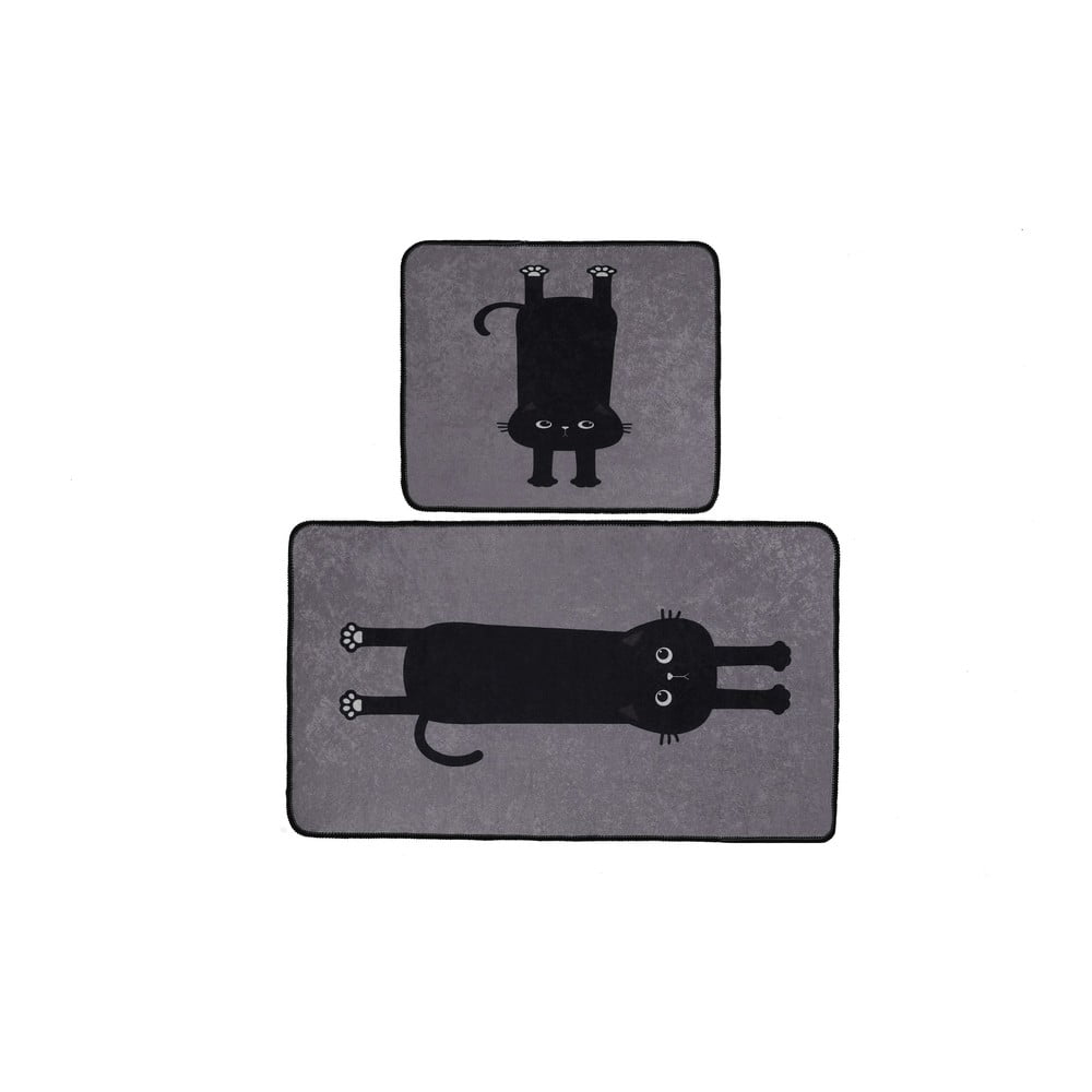 Čierno-sivé kúpeľňové predložky v súprave 2 ks 60x100 cm Comfort – Foutastic