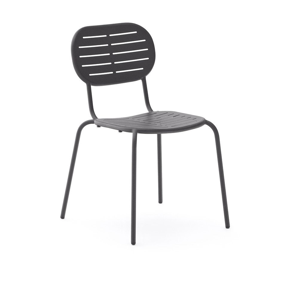 Tmavosivá kovová záhradná stolička Brai – Kave Home