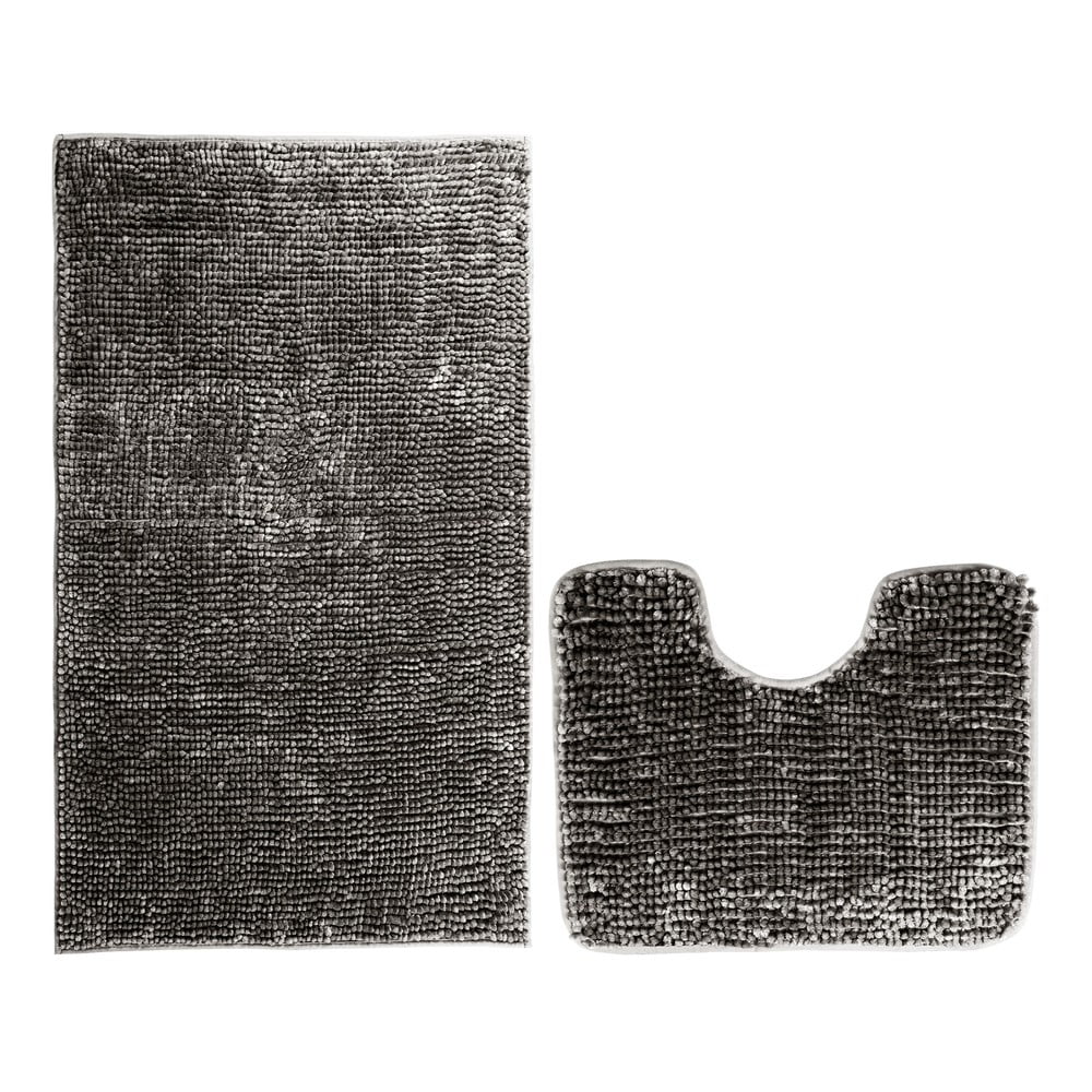Tmavosivé WC kúpeľňové predložky v súprave 2 ks 80x50 cm Bati – Restilo